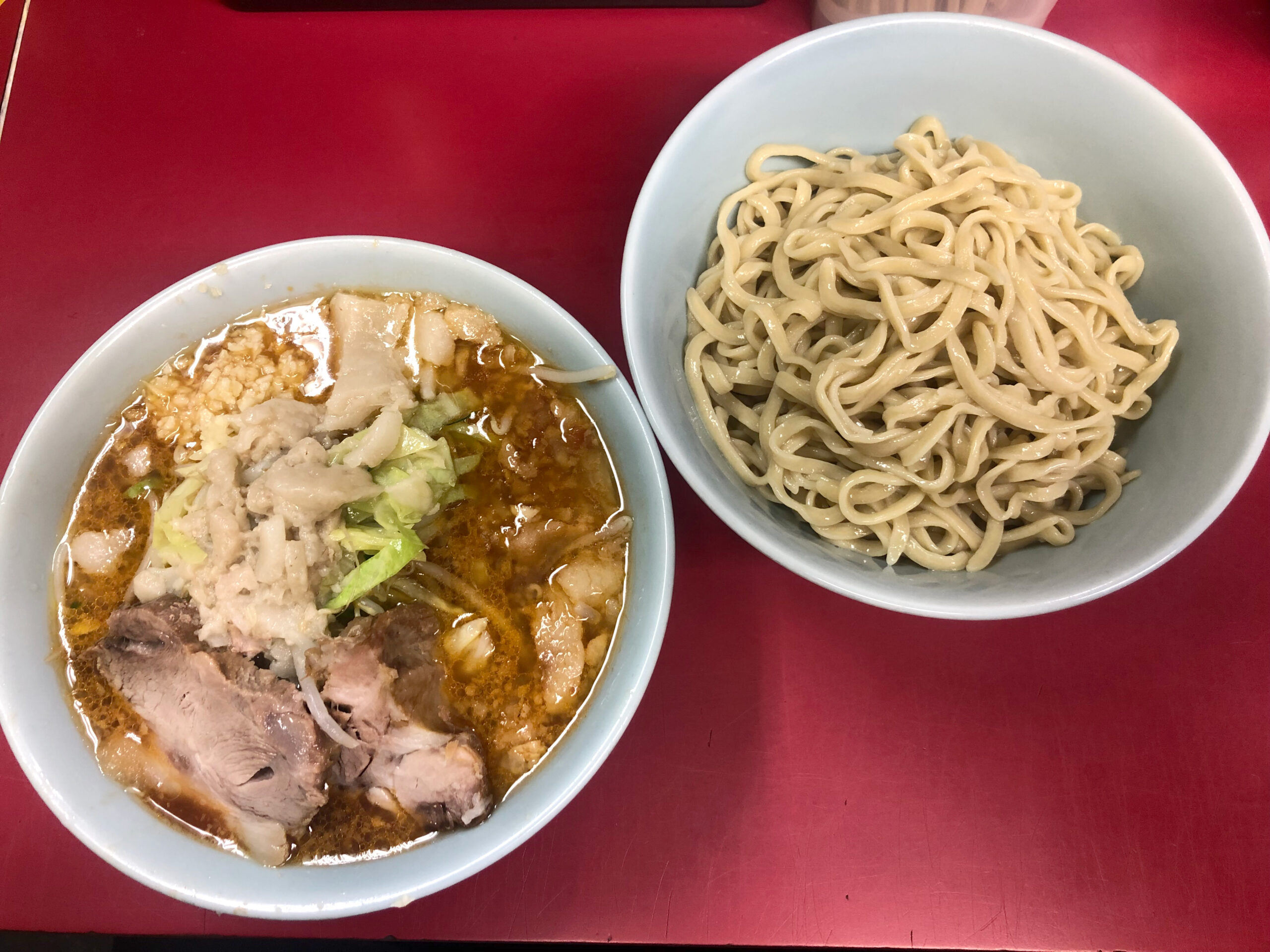 小ラーメン(ぶた2枚)、【限定】トマたまつけ麺チーズ入り